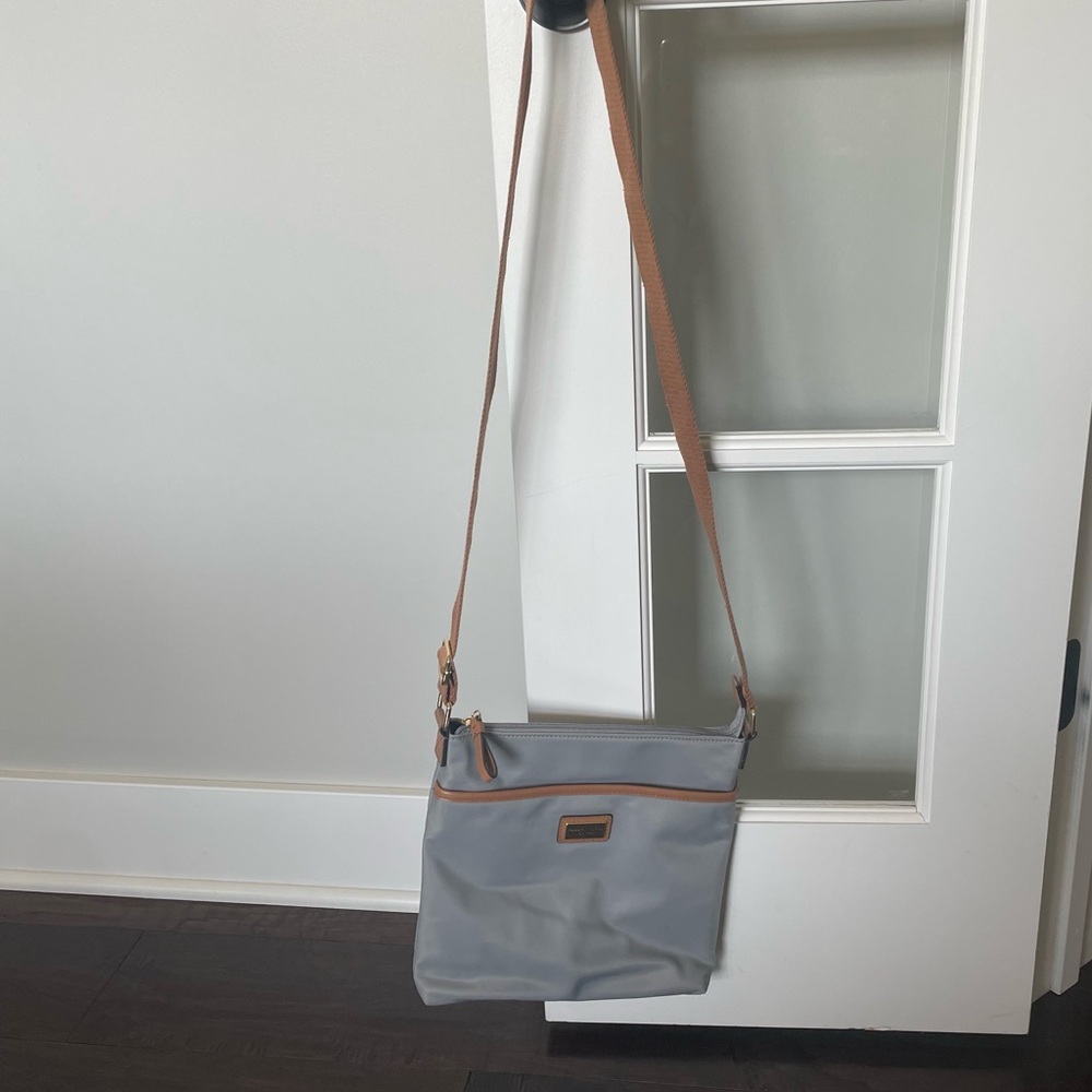 Tommy Hilfiger Gray and Tan Crossbody Bag